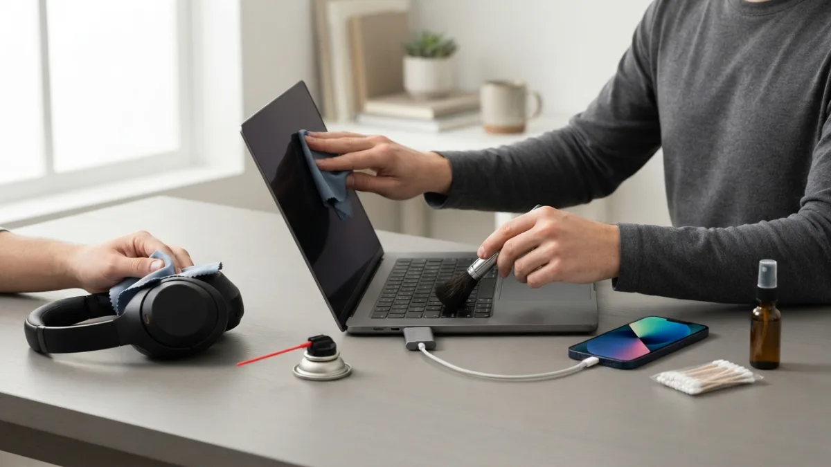 Clean your devices — How to Clean Your Devices Safely (Screens, Keyboards, Ports)